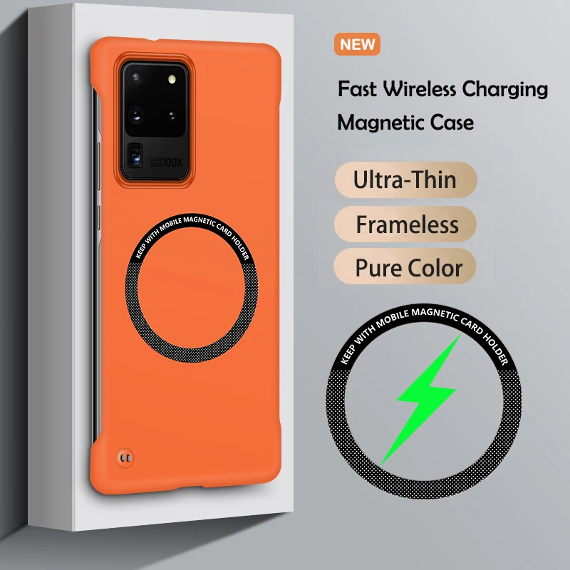 Funda de teléfono de Color sólido sin marco magnética ultradelgada de lujo para Magsafe Samsung Galaxy Note 20 Ultra S10 Plus cubierta a prueba de golpes - imagen 2