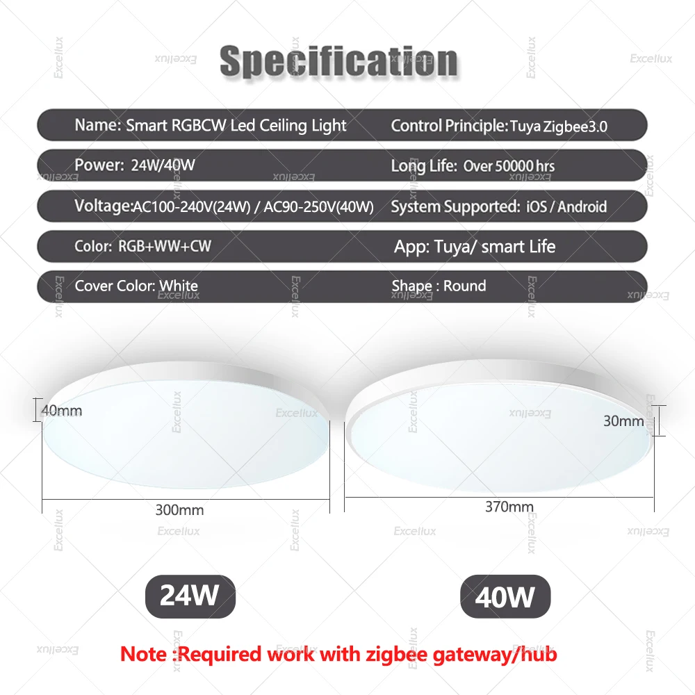 24W 40W Tuya Zigbee luz de techo RGBCW lámpara de techo Led Smart Life APP Control funciona con Alexa Google Home dormitorio decoración del hogar - imagen 3