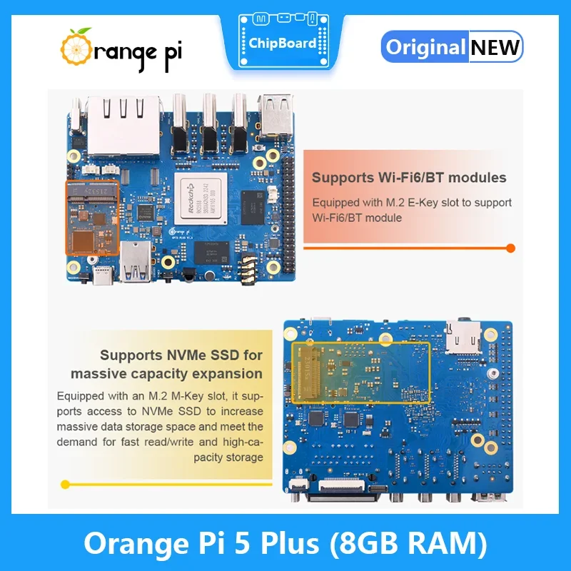 Orange Pi 5 Plus 8GB RAM RK3588 Módulo PCIE Externo Wifi6-BT5.0 SSD Placa de computadora - imagen 4