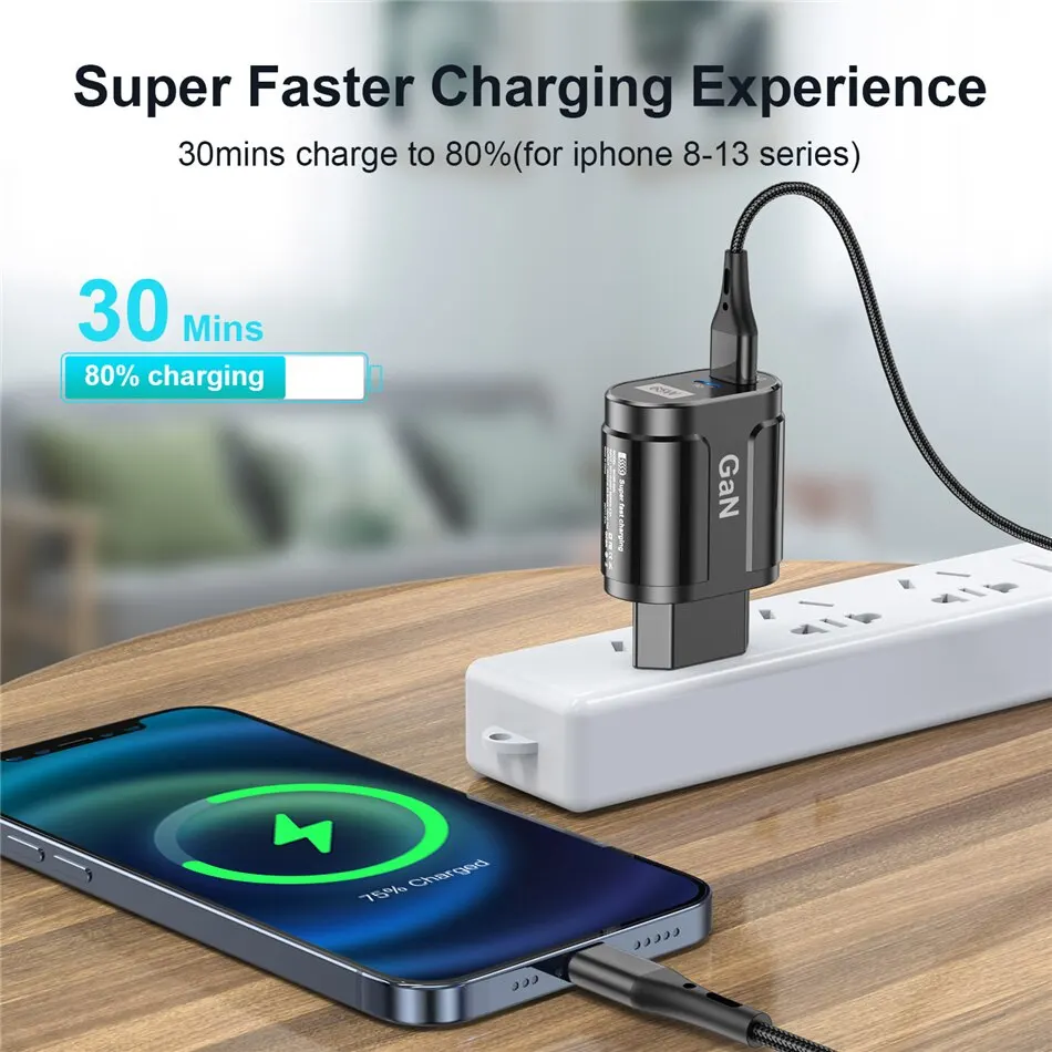 USLION 65W GaN USB C Charger Quick Charge Korea EU US Plug PD USB-C TypeC Fast USB Charger For iPhone 14 Xiaomi Samsung Macbook - imagen 4