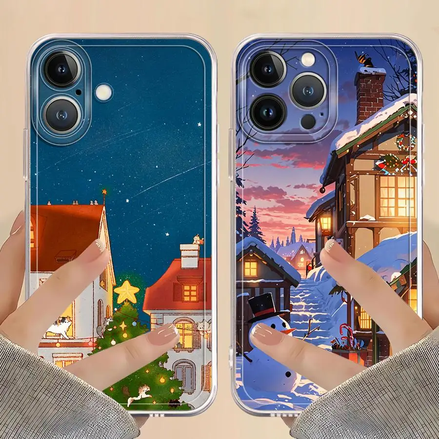 Funda Protectora Suave para Teléfono iPhone 17 Pro Max XR Air 12 Mini 11 15 7 8 14 Plus XS Max 13 Pro 16 Invierno Nieve Navidad Papá Noel - imagen 3