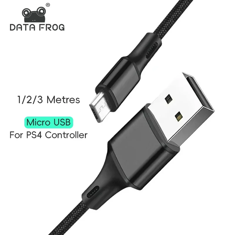 DATA FROG 1M 2M 3M Cable de datos de carga USB para controlador PS4 Cable cargador de mando