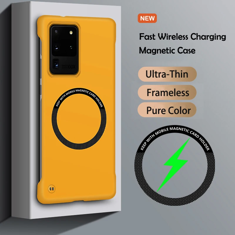 Funda de teléfono de Color sólido sin marco magnética ultradelgada de lujo para Magsafe Samsung Galaxy Note 20 Ultra S10 Plus cubierta a prueba de golpes