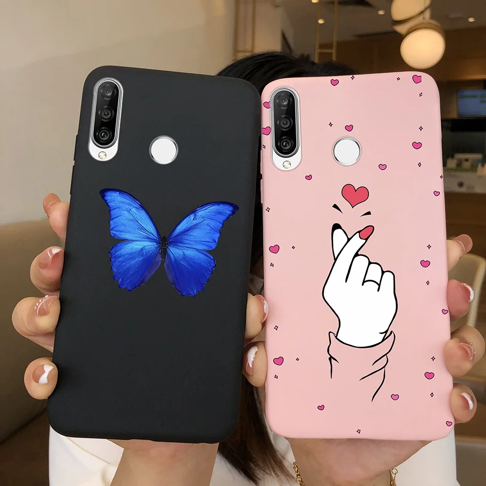Funda bonita de dibujos animados para Huawei P30 Lite, funda de silicona suave con corazón de mariposa, Protector para Huawei P30lite MAR-LX1M