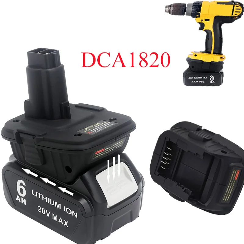 Convertidor adaptador de batería DCA1820 para Dewalt convierte baterías de litio Dewalt de 20V a batería Dewalt NI-CD de níquel de 18V y NI-MH