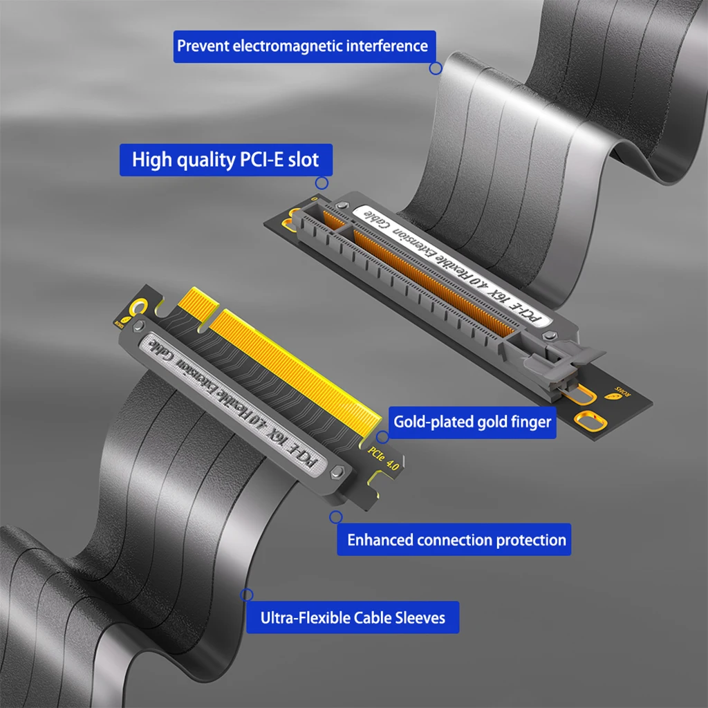 Cable elevador PCIE X16 4,0 GPU hembra 180, ángulo de 90 grados, Compatible con Gen 4 GPUs RTX4070-RTX3060 RX6980 RX6950XT - imagen 2