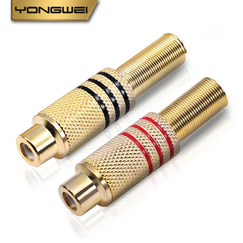 YONGWEI-reproductor de vídeo hembra RCA soldado chapado en oro, adaptador de piezas DIY, conector de audio AV, enchufe macho de resorte de metal - imagen 5