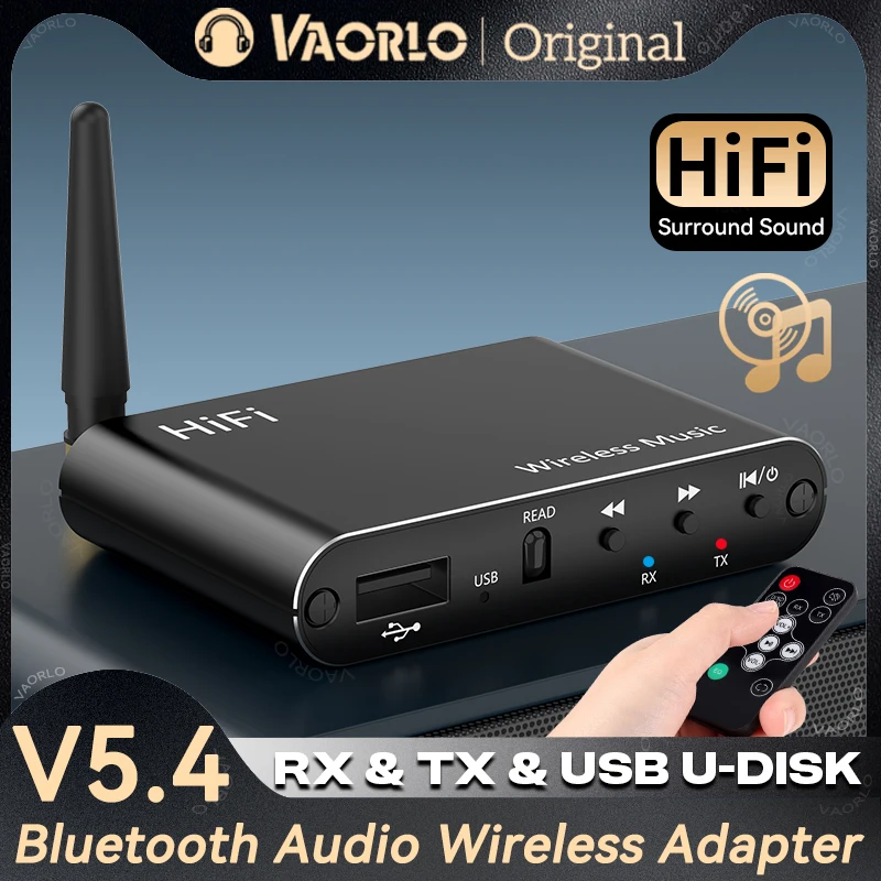 Transmisor y receptor de audio Bluetooth 5.4, 3,5 mm, entrada AUX, RCA, USB, U-Disk, HIFI, estéreo, música envolvente, adaptador inalámbrico, decodificación DSP, ecualizador, efectos de sonido para TV, PC y coche