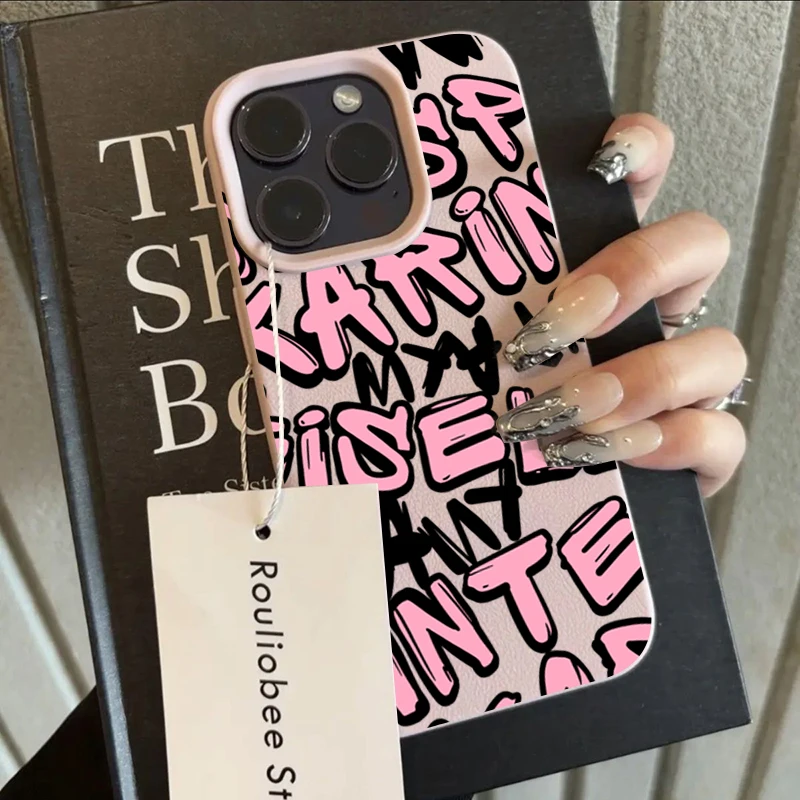 Funda de teléfono con patrón de silicona Lichee con letras artísticas para Xiaomi 15T 14T 13T 12T 15 14 13 12 Pro POCO X7 X6 X5 F5 F7 Pro - imagen 4