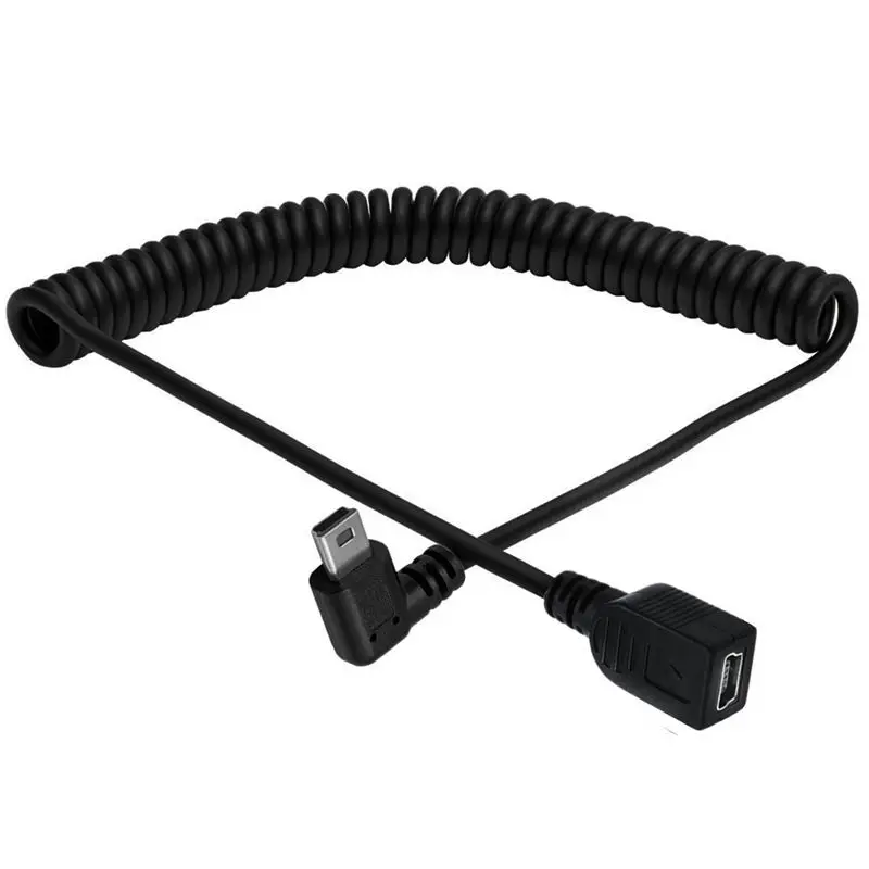 1,5 m Mini 5P Cable de resorte USB 2,0 disco duro cámara Digital Cable de datos de teléfono puerto en forma de T Mini 5P macho a hembra - imagen 3