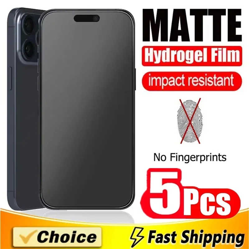 5 uds película de hidrogel mate para IPhone 16 14 13 12 11 15 Pro Max Mini Protector de pantalla esmerilado para IPhone XS X XR 7 8 14 15 16 Plus - imagen 2