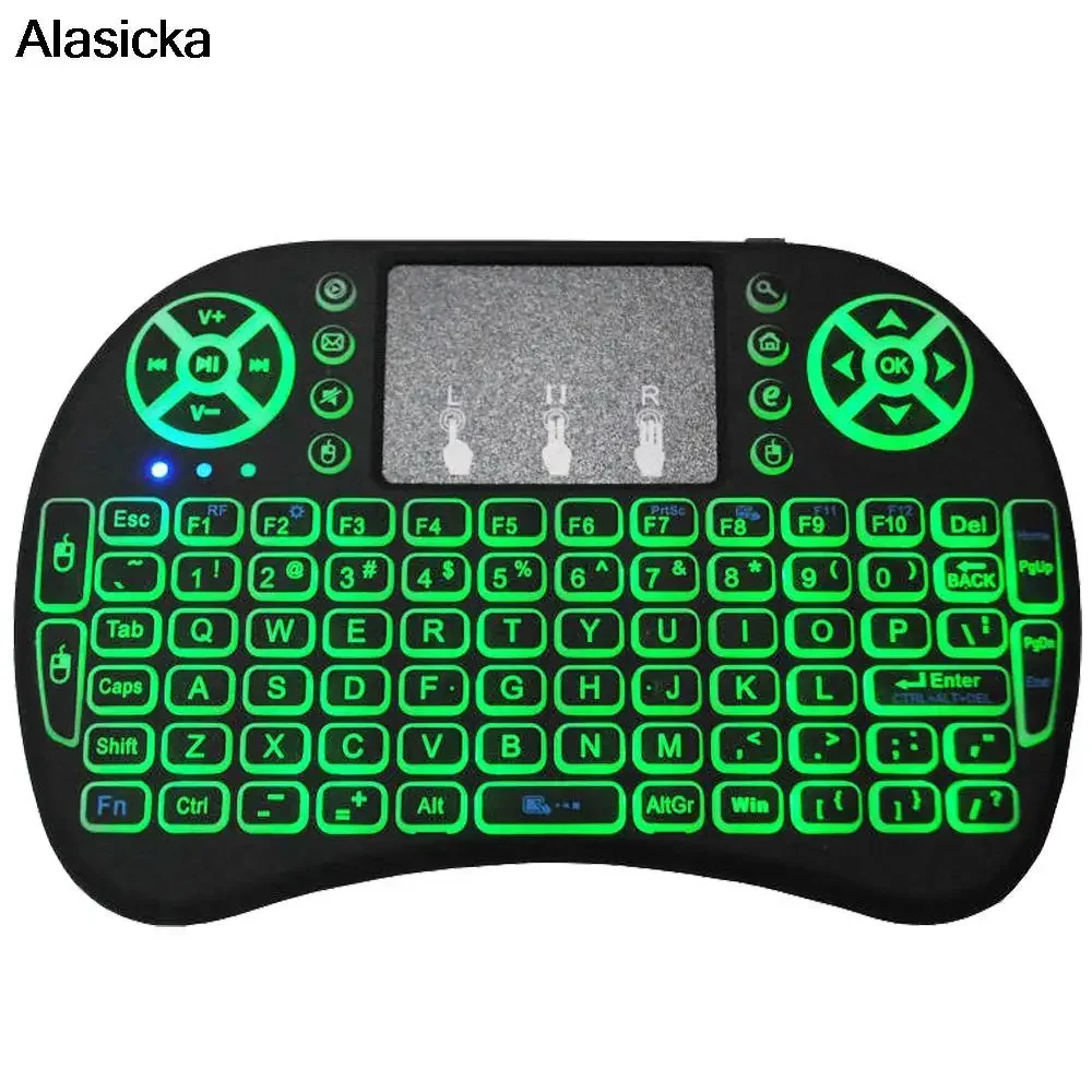 I8 Mini teclado de carga táctil 2,4G inalámbrico Mini teclado de ardilla voladora retroiluminación de tres colores luz para correr de caballo multi-lang - imagen 5