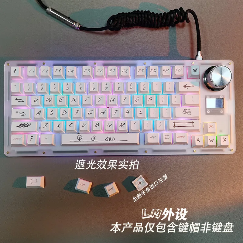 Teclas minimalistas de estilo Graffiti blanco de 131 teclas para teclado mecánico para jugar Mx Switch, teclas PBT con perfil de cereza, teclas DIY - imagen 4