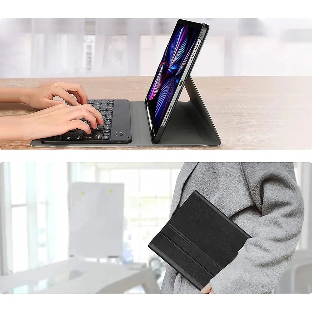 Para iPad Air 5 4 10,9 funda con teclado magnético Pad air 11 Pro 11 13 12,9 9,7 10,2 7 8 9 10th Gen Air 3 10,5 funda con soporte inteligente - imagen 2