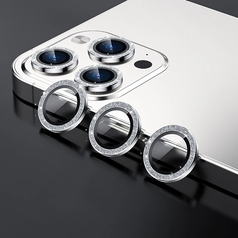 Protector de lente de cámara con brillo de diamante para iPhone 11, 12, 13 Pro Max, Mini anillo de Metal, Protector de cristal para iPhone 13 Pro Max - imagen 5