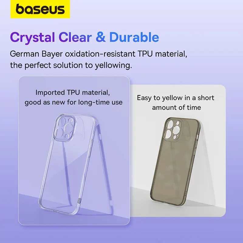 Funda de teléfono Baseus para iPhone 15 14 13 Pro Max Plus, funda transparente para iPhone 12 11 Pro, funda protectora transparente de TPU suave - imagen 5