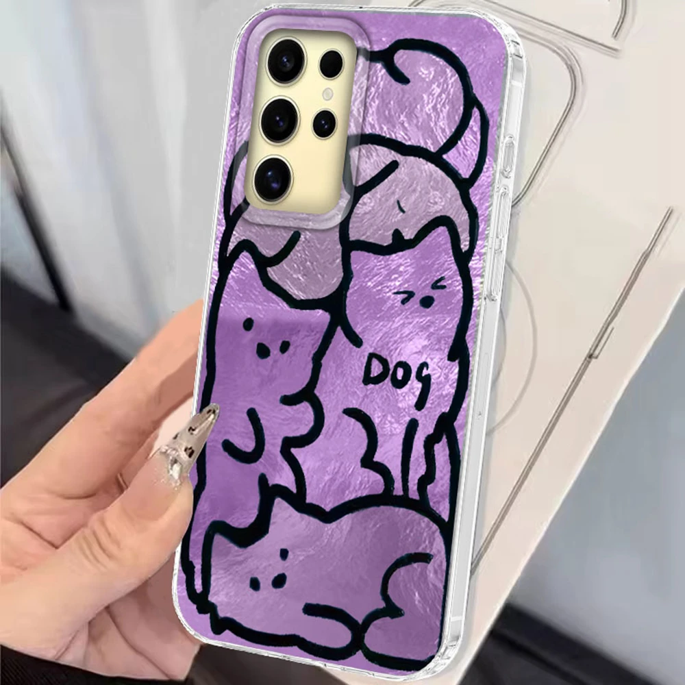 Para Samsung Galaxy S25 Edge S24 S23 S22 S21 S20 FE Plus Ultra Line Puppy Blue Vortex patrón parachoques trasero a prueba de golpes funda de teléfono - imagen 5