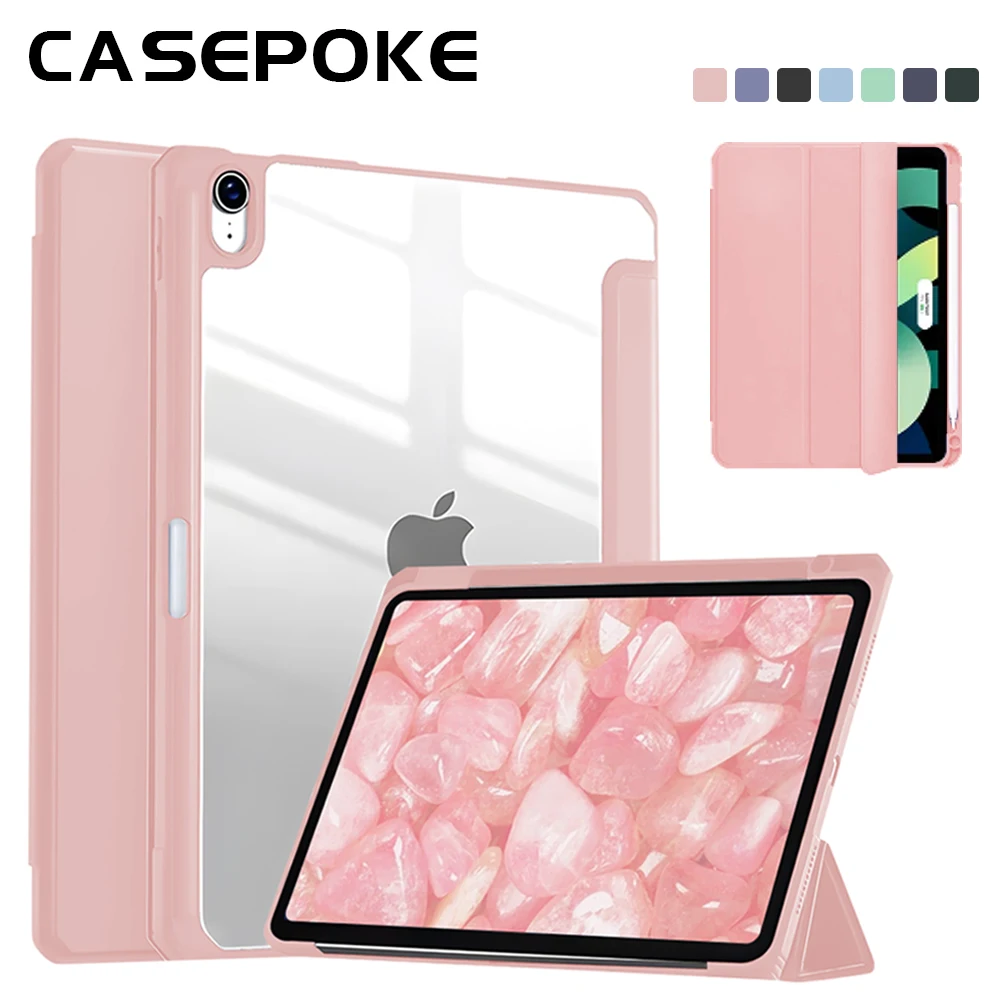 Español Funda transparente con Portalápices para IPad, cubierta protectora para IPad 10,9, Air4, Air5, 5, 6, 7, 8, 9, 10 °, Mini 6 Pro, 11, 12,9 pulgadas - imagen 2