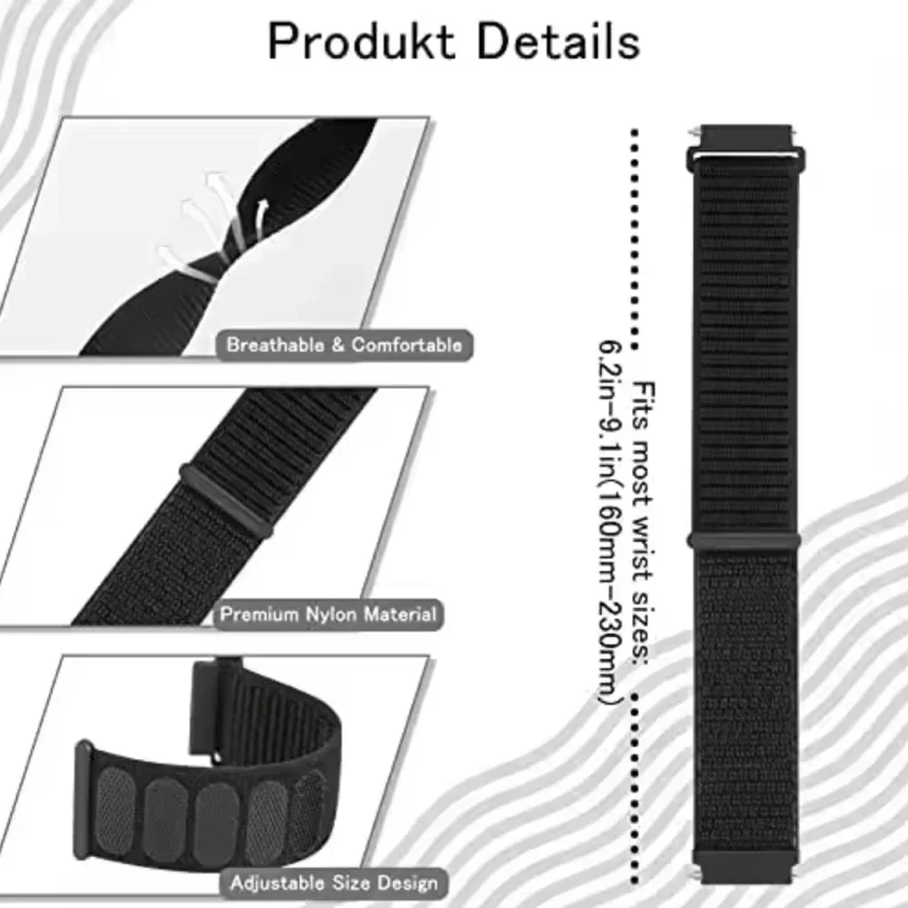 Correa de nailon de 20mm y 22mm para Garmin Forerunner 255 245 165 Loop Band Vivoactive 6 5 4/Active 5, pulsera trenzada, Correa para Amazfit - imagen 5