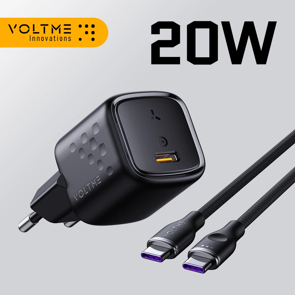 Cargador USB VOLTME de 20W, cargador USB C portátil, compatible con PPS tipo C PD, carga rápida para iPhone 15 14 Pro Max, cargador de teléfono móvil