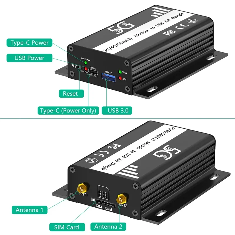 Adaptador M.2 NGFF Key B a USB 3,0 con ranura para tarjeta SIM M2 a USB Wifi Dongle fuente de alimentación adicional compatible con módulo Wifi 3G/4G/5G - imagen 2