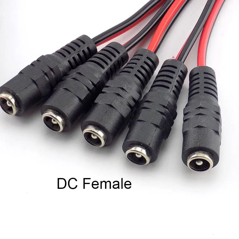 100 Uds conectores CC 5,5x2,1mm Cable en espiral conector hembra para cámara de seguridad CCTV adaptador de corriente CC A7 - imagen 4