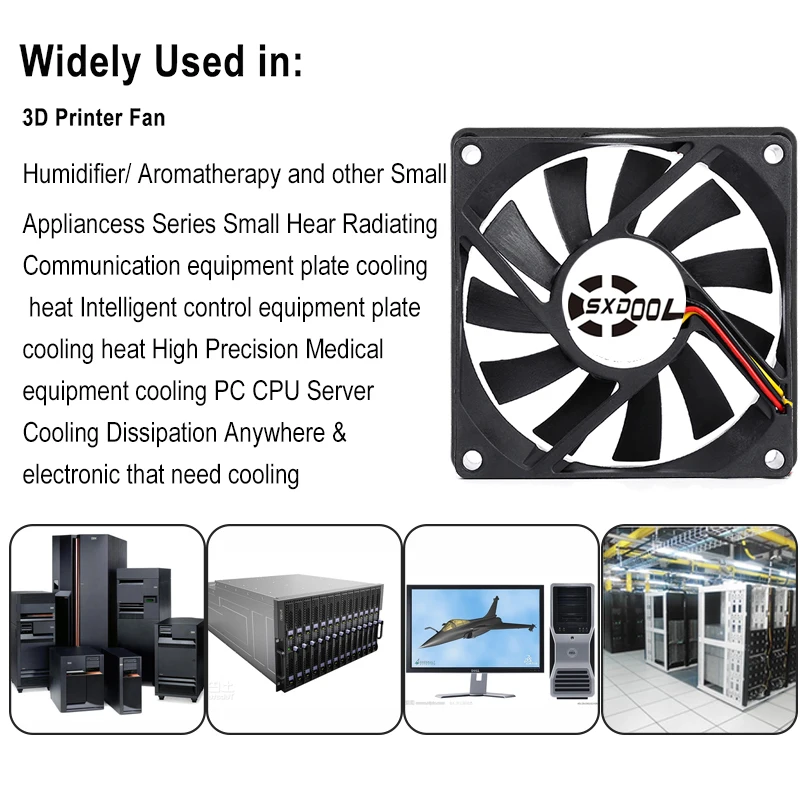 SXDOOL-ventilador de ordenador para PC, funda de ventilador silencioso de 24v, 80mm, 8cm, 24V, 0.12A, 2 piezas - imagen 5