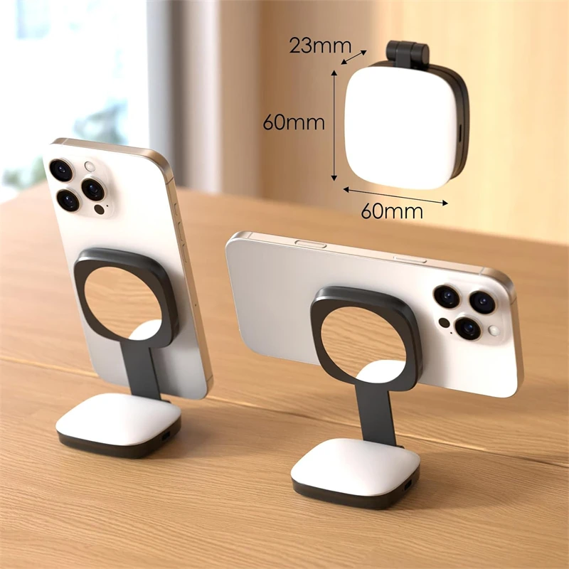 Luz magnética plegable para Selfie de teléfono con espejo para Magsafe IPhone 16 15, luz de relleno, luz Led, accesorios de fotografía y vídeo - imagen 5