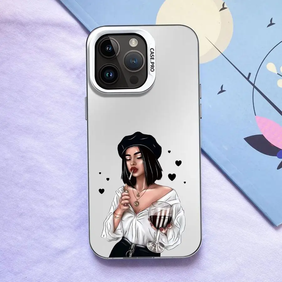 Funda trasera de teléfono con dibujos animados para mujer urbana para iPhone 14 16 17 Pro Max 11 17Air 13 15 Plus 16e XR XS 12 - imagen 2