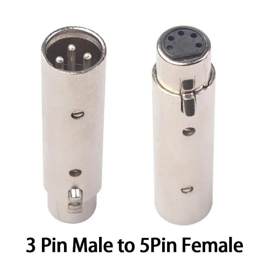 Convertidor con carcasa metálica XLR de 3 pines a 5 pines DMX, adaptador de iluminación de Audio, conector macho de 3 pines a hembra de 5 pines, luz de escenario y teatro - imagen 4