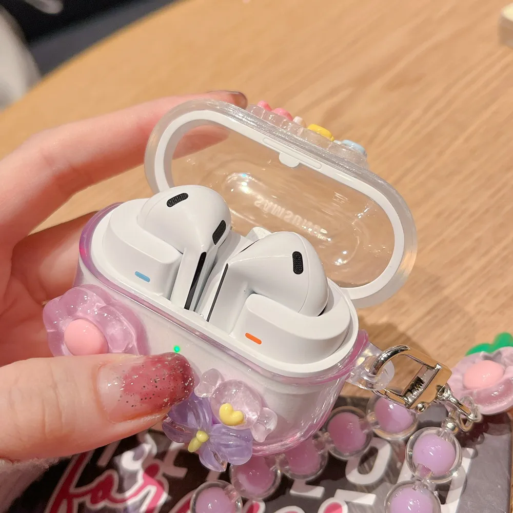 Bonita funda para auriculares con flores 3D para Samsung Galaxy Buds 3 Pro, funda protectora de silicona suave para auriculares, funda protectora Buds3 - imagen 5