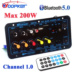 Woopker Amplificador Bluetooth para Coche con Radio FM y Subwoofer
