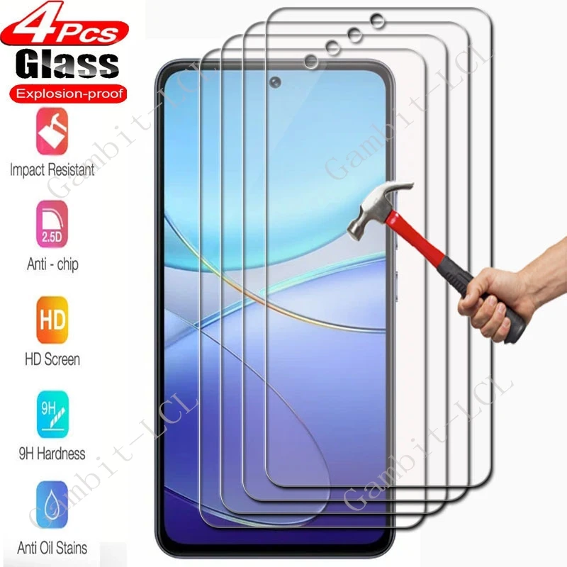 4 Uds para Vivo V20 SE Pro V21 V21e 4G V23e V23 V25 5G V25e V30 Lite V40 80W V40SE Protector de pantalla cubierta de película de vidrio templado