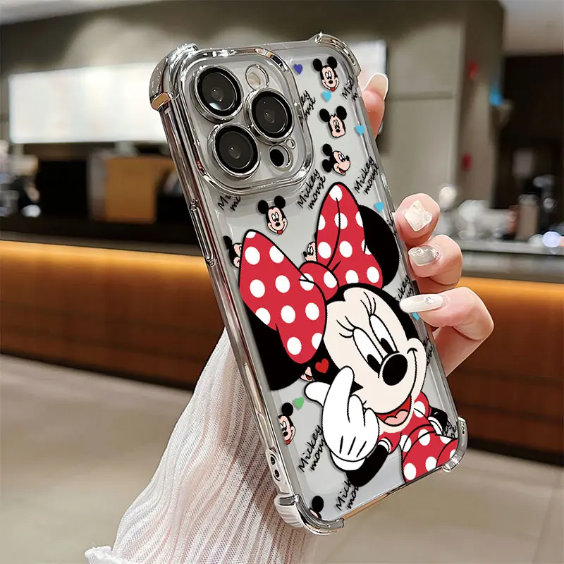 Funda chapada de Mickey Minnie a la moda para iPhone 16 15 14 13 12 11 Pro Max X XR XSMax 7 8 Plus, funda trasera anticaída Airabag - imagen 5