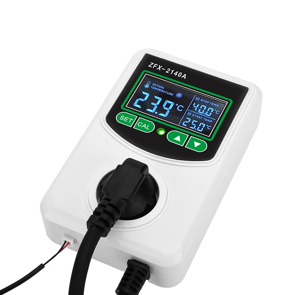 Controlador de temperatura ZFX-2140A con pantalla Digital LCD de alta potencia, enchufe europeo, termostato, SONDA DE Sensor NTC, 45 ~ 300 ℃ - imagen 3