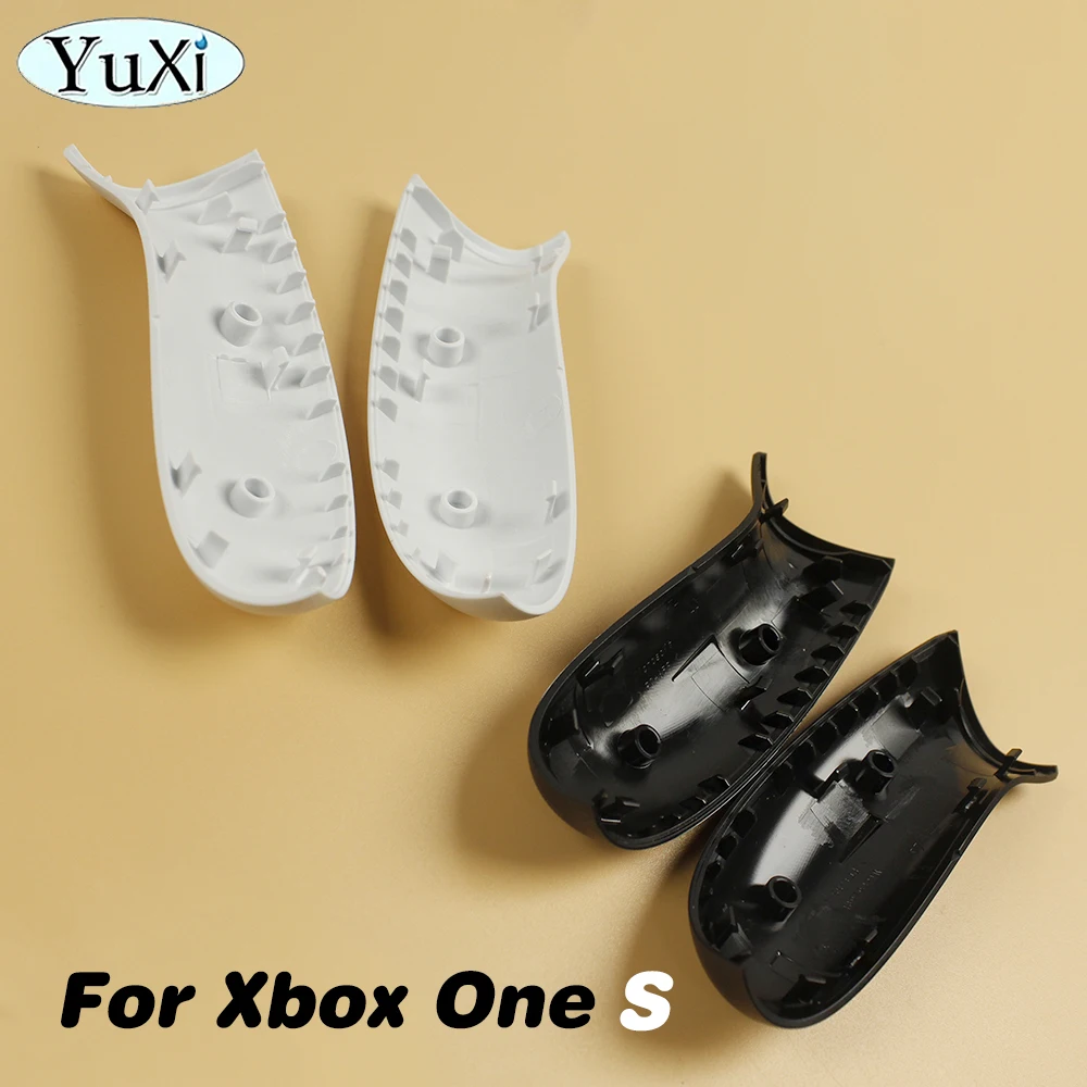 1 par de manijas traseras para controlador Xbox One Slim S, empuñaduras LR, Panel trasero de plástico, reemplazo de placa frontal de piel blanca y negra - imagen 3