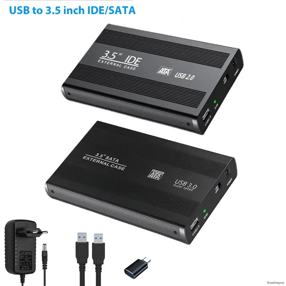 Adaptador USB 3,0 2,0 a SATA IDE de 3,5 pulgadas, disco duro SSD, carcasa de Metal, carcasa HDD, disco duro externo HD, adaptador de caja de aluminio - imagen 2