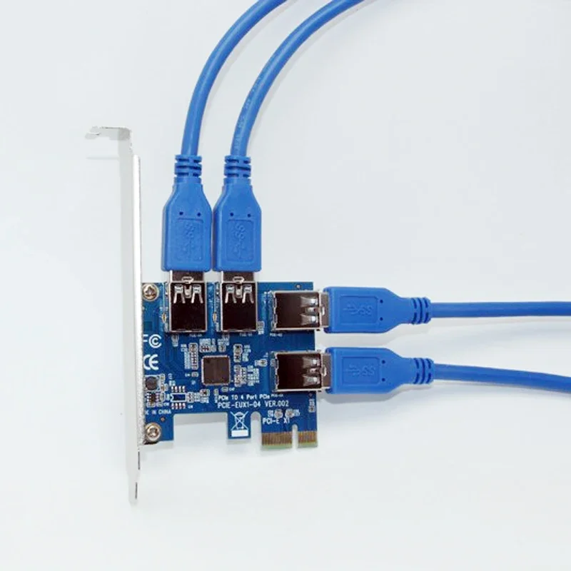 Tarjeta adaptadora PCI-e Express 1X a 4 puertos PCIE 16X multiplicadora HUB Riser con cable USB 3.0 de 1,96 pies - imagen 5