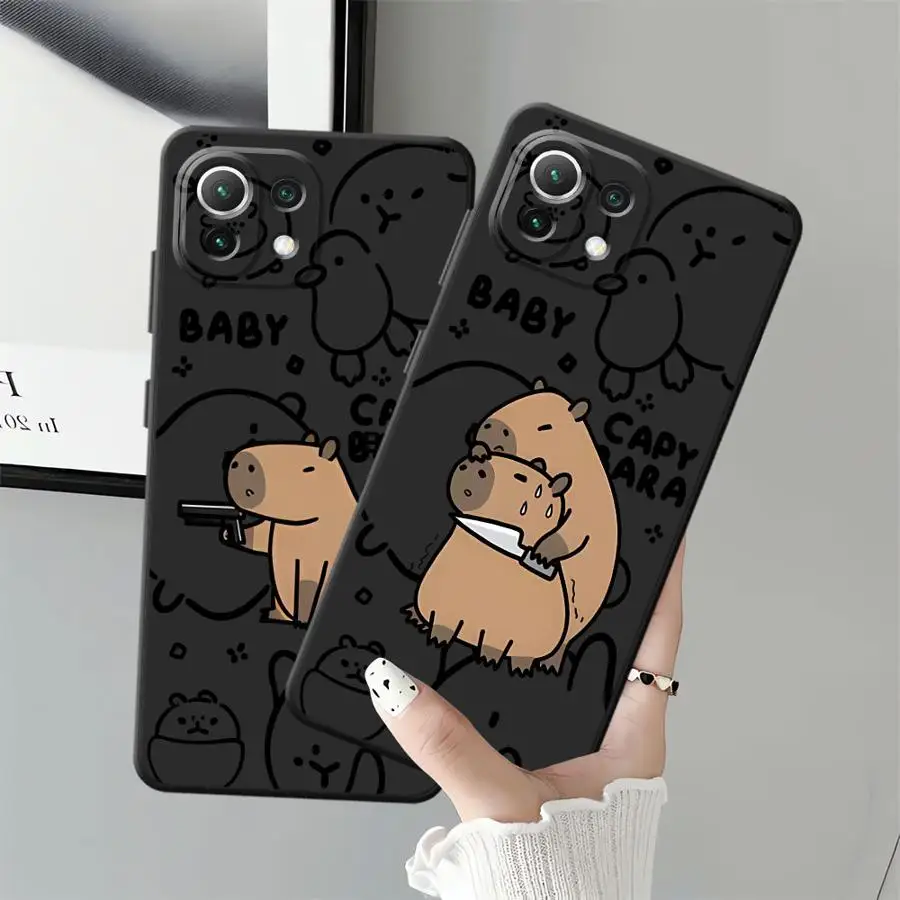 Funda de teléfono suave negra para Xiaomi Mi 11 12 13 Lite 10T 11T 12T Pro 13 14 15 Pro 12X Capybara divertido - imagen 4