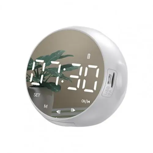 Altavoz multifuncional con superficie de espejo para estudiantes, minialtavoz inalámbrico portátil, reloj despertador con diseño de superficie de espejo, compatible con Bluetooth - imagen 5