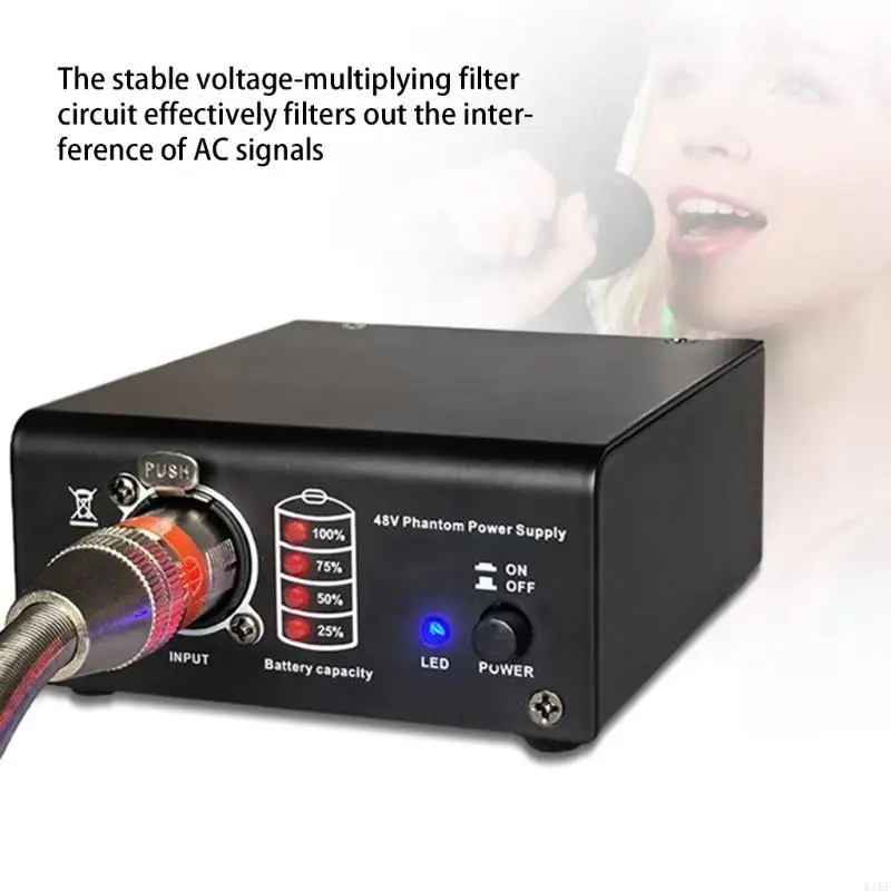 Adaptador alimentación 48V Studio con línea USB blindada por cable carga para grabar micrófono K1KF