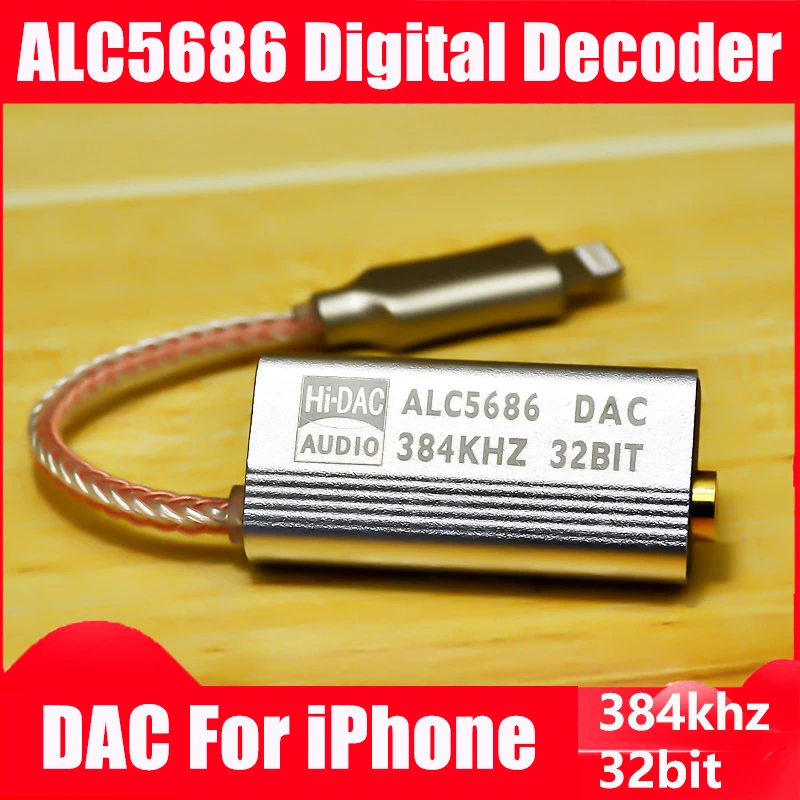 Amplificador DAC ALC5686 CX31993 para auriculares, adaptador de Audio HiFi, decodificador Digital de tarjeta de sonido, 32bits/384KHz, para iPhone e iOS - imagen 2