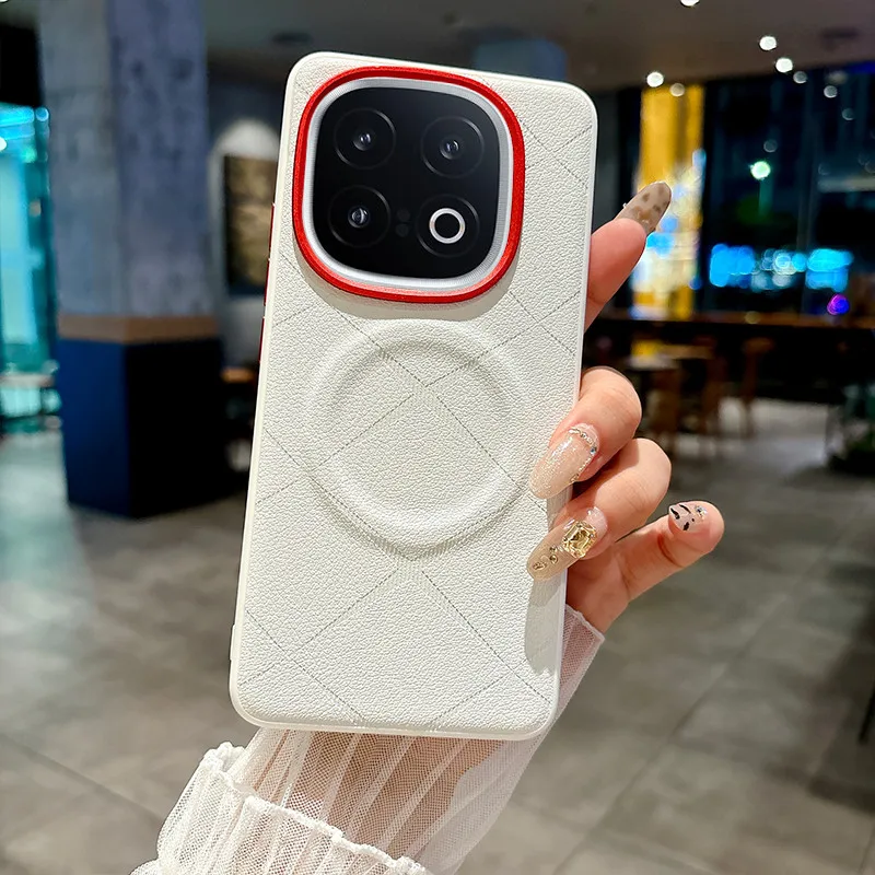 Para VIVO iQOO 13 funda magnética ELVEV patrón impreso anticaída cuero PU duro PC cubierta de teléfono con succión