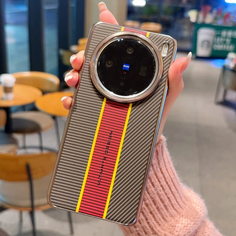 Para VIVO X200 Pro funda de lujo dura con diseño de fibra de carbono funda protectora trasera para VIVO X200 Pro Mini funda completa para teléfono