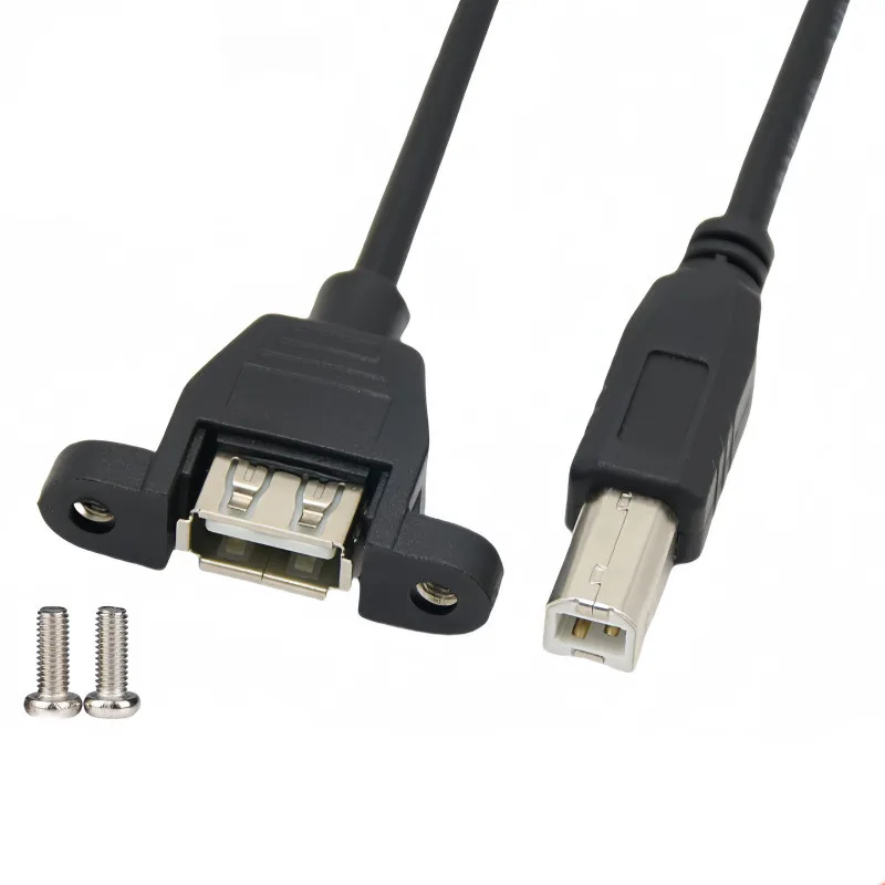 Cable de extensión USB 2,0 tipo A hembra para impresora tipo USB-B macho a conector hembra con orificios para tornillos fijos 30cm 50cm