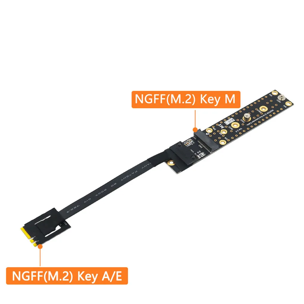 Adaptador de placa macho a hembra Key M con Cable M2 Key AE a NVME para SSD 2230, 2242, 2260, 2280 M.2 NVME, NGFF M.2 KEY AE a NVME