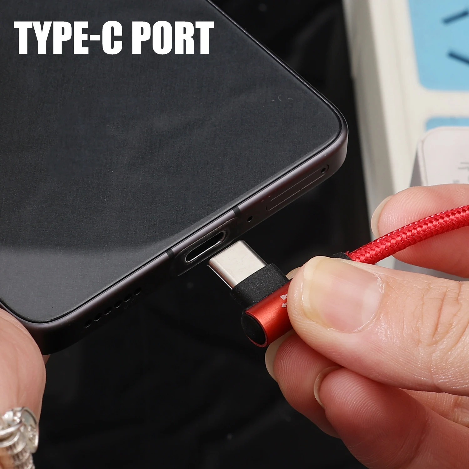 90 °   Cable trenzado de carga rápida con codo, Cable de datos USB A a doble tipo C para iPhone 17, Samsung Mi, teléfono, tableta, línea de cargador de USB-C - imagen 4