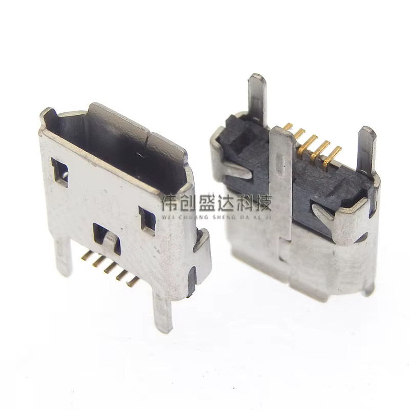 Conector Micro USB Hembra Vertical para Carga y Sincronización