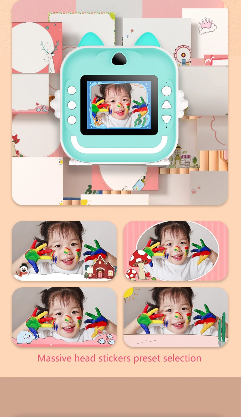 Nueva Mini cámara Digital para niños, pantalla de impresión instantánea, fotografía, vídeo, papel térmico, Bluetooth, HD, salida de puerta, regalos de cumpleaños para niños - imagen 5