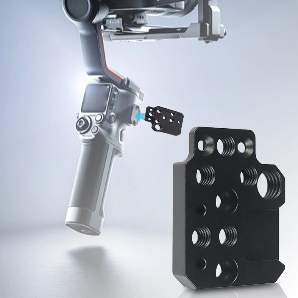 Placa adaptadora de aleación de aluminio para DJI Ronin RS3/RS2/RSC2/SC/S, soporte de Monitor de Metal con zapata fría de 1/4 y 3/8 agujeros - imagen 4